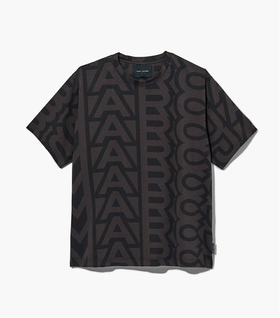 Black / Grey Marc Jacobs The Monogram Big Women\'s T Shirts | 9281JEFWN