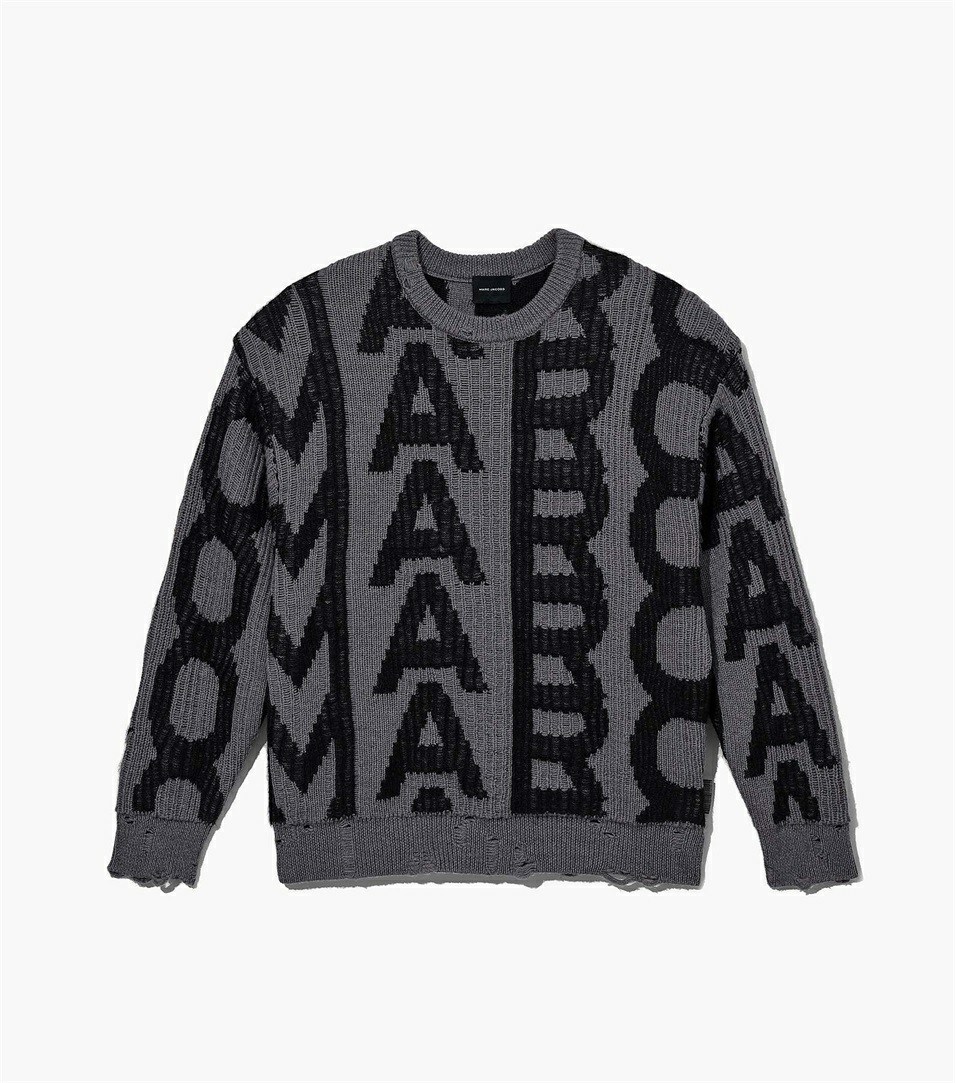 Black / Grey Marc Jacobs The Monogram Distressed Women\'s Sweaters | 0682UNPCH