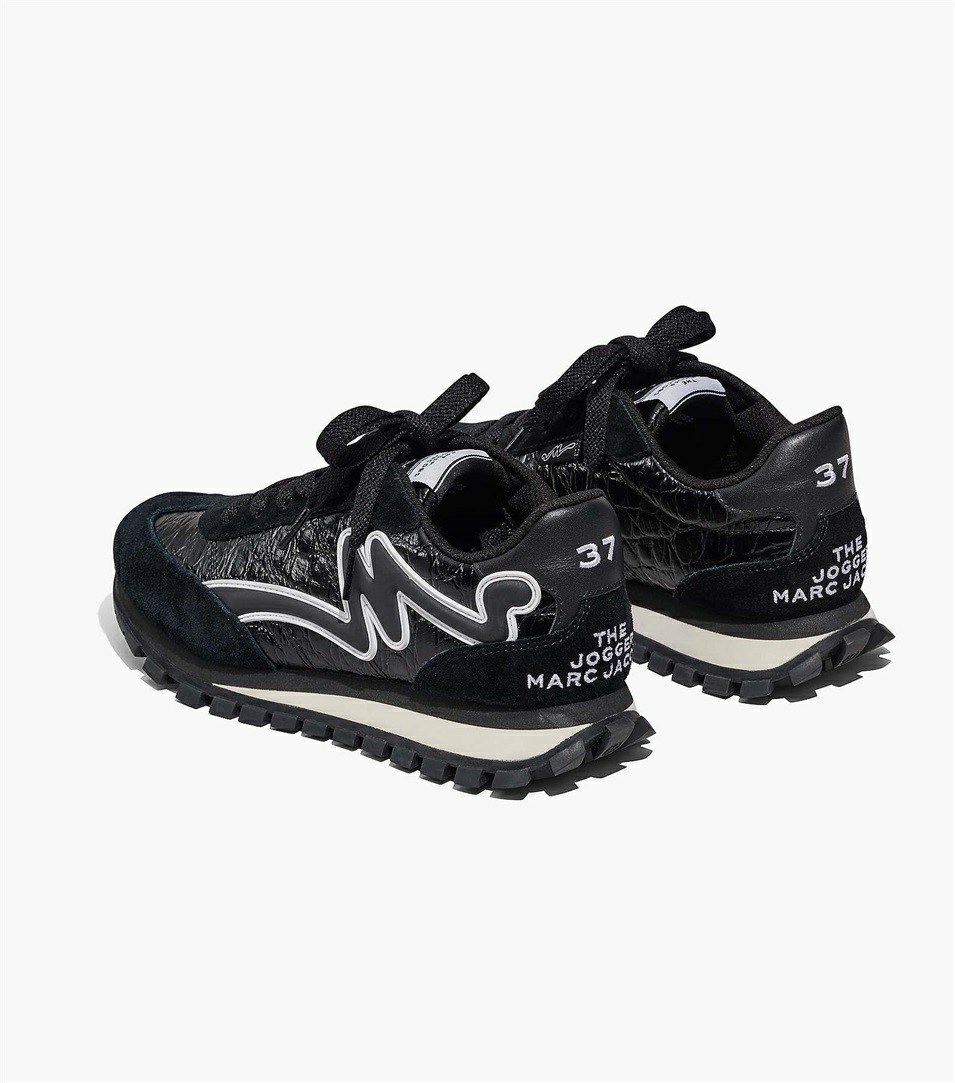 Black Marc Jacobs The Croc-Embossed Women's Sneakers | 7932KDXEU