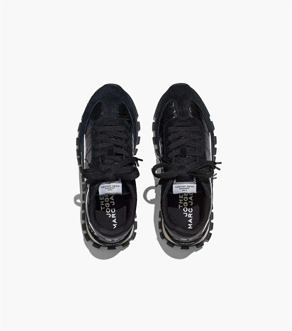 Black Marc Jacobs The Croc-Embossed Women's Sneakers | 7932KDXEU