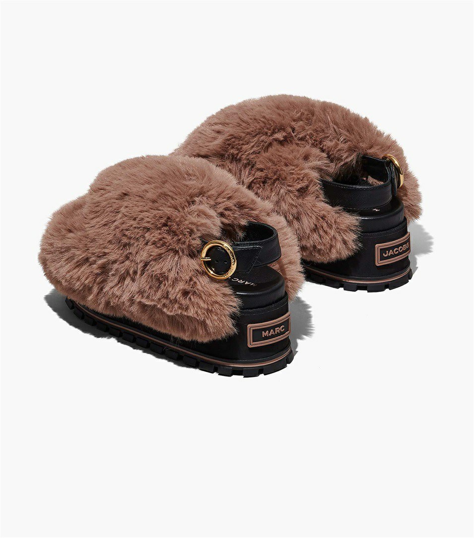 Black Marc Jacobs The Faux Fur Women's Platform Sandals | 0923AENYD