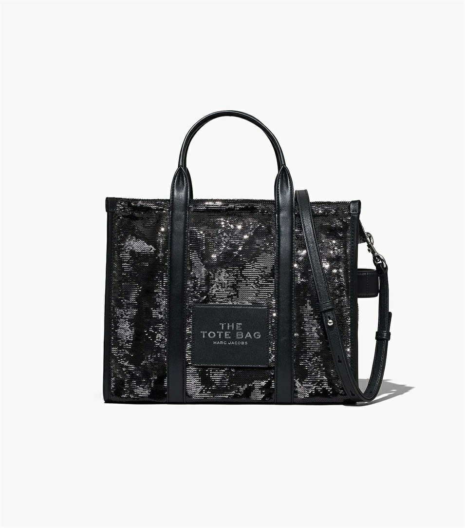Black Marc Jacobs The Sequin Medium Women\'s Tote Bags | 7640WDYPR