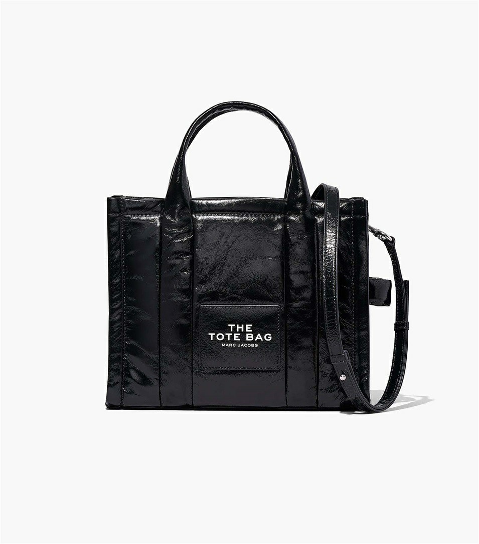 Black Marc Jacobs The Shiny Crinkle Medium Women\'s Tote Bags | 8623FPLQO