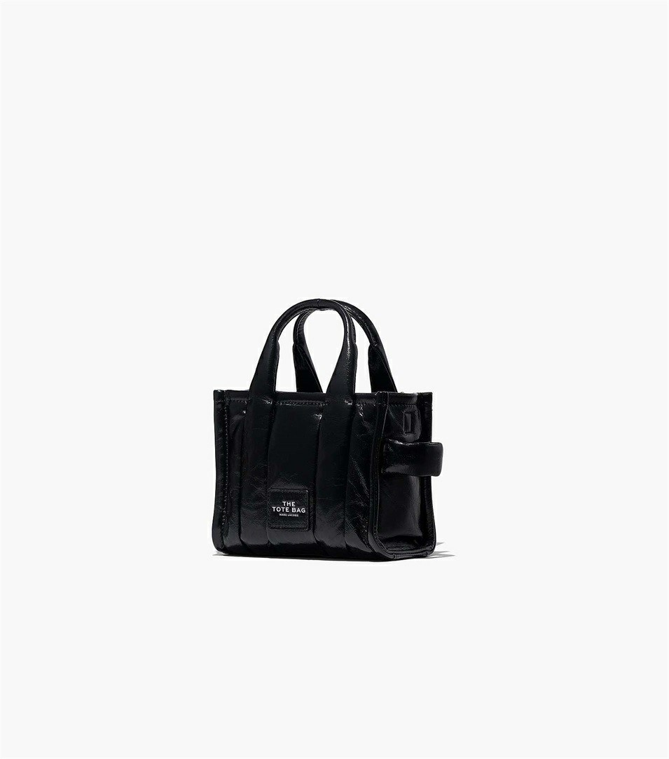Black Marc Jacobs The Shiny Crinkle Micro Women's Tote Bags | 4201DUSYM