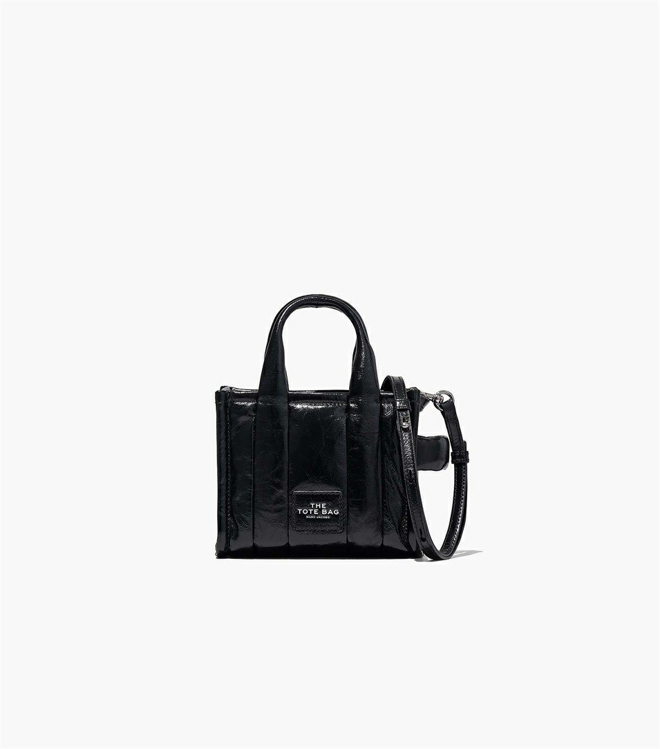 Black Marc Jacobs The Shiny Crinkle Micro Women\'s Tote Bags | 4201DUSYM