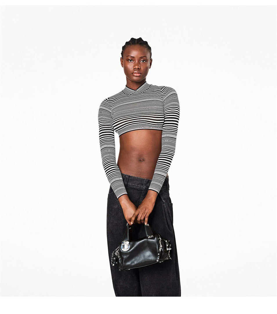 Black Marc Jacobs The Studded Pushlock Mini Women's Satchel Bags | 0397GVPBW