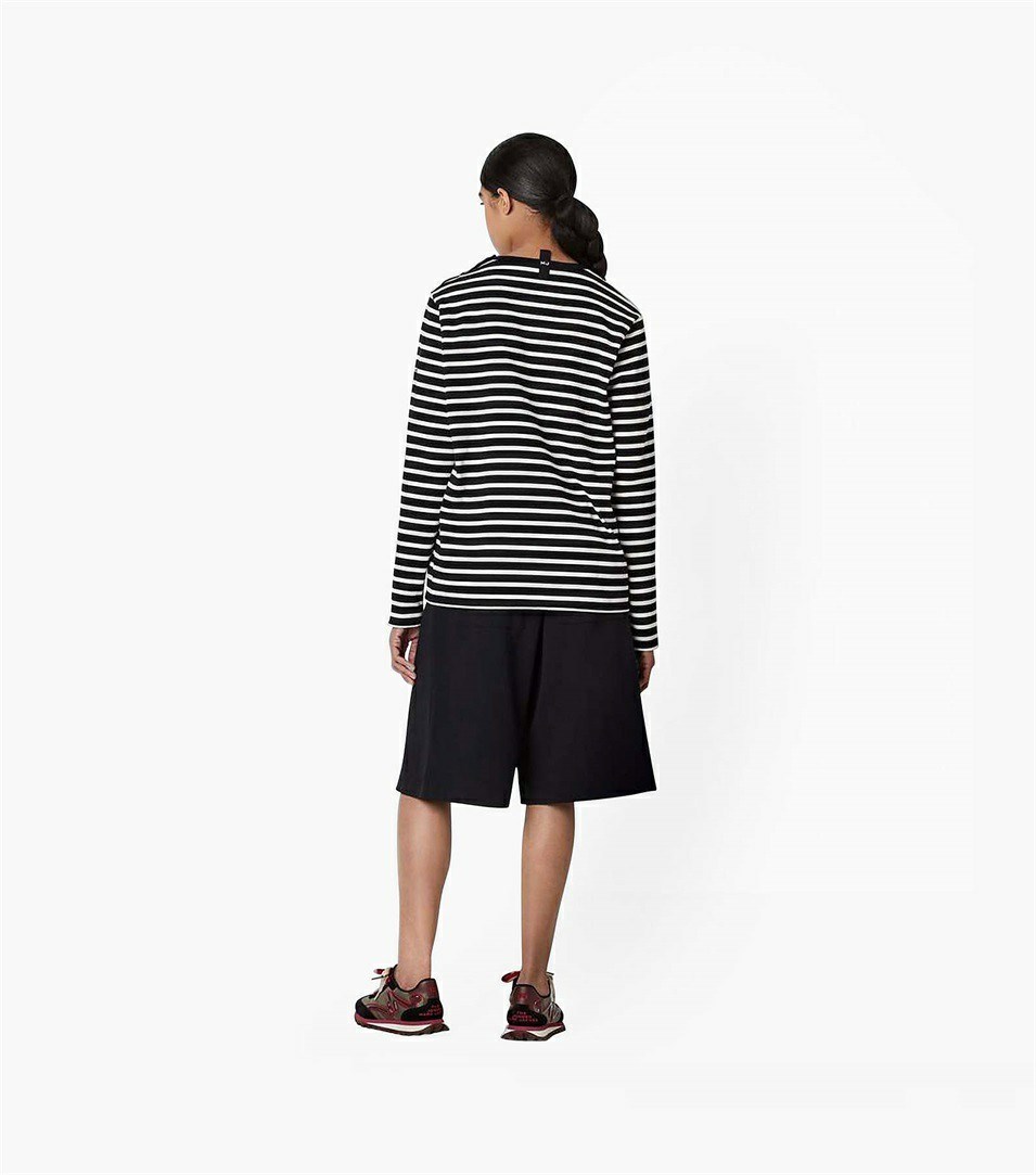 Black Multicolor Marc Jacobs The Striped Women's T Shirts | 5438HCTVR