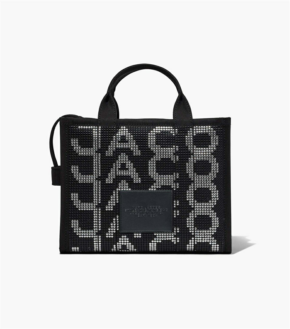 Black Multicolor Marc Jacobs The Studded Monogram Medium Women's Tote Bags | 9043NTEZX