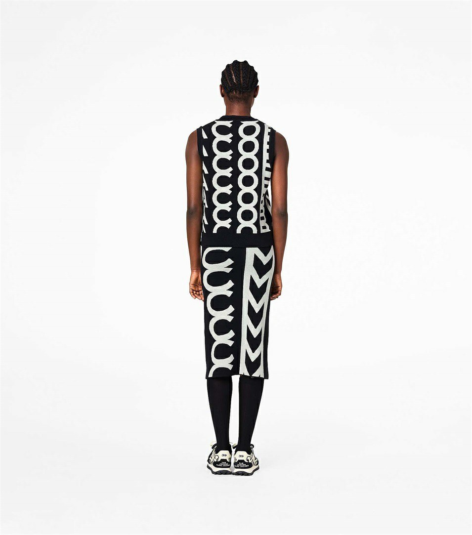 Black / White Marc Jacobs The Monogram Knit Women's Vest | 2067SKRFB