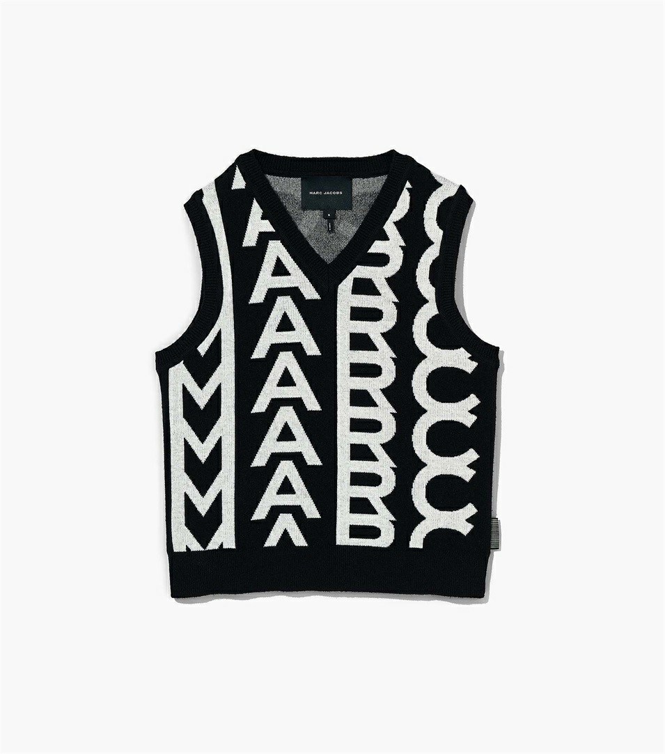 Black / White Marc Jacobs The Monogram Knit Women\'s Vest | 2067SKRFB