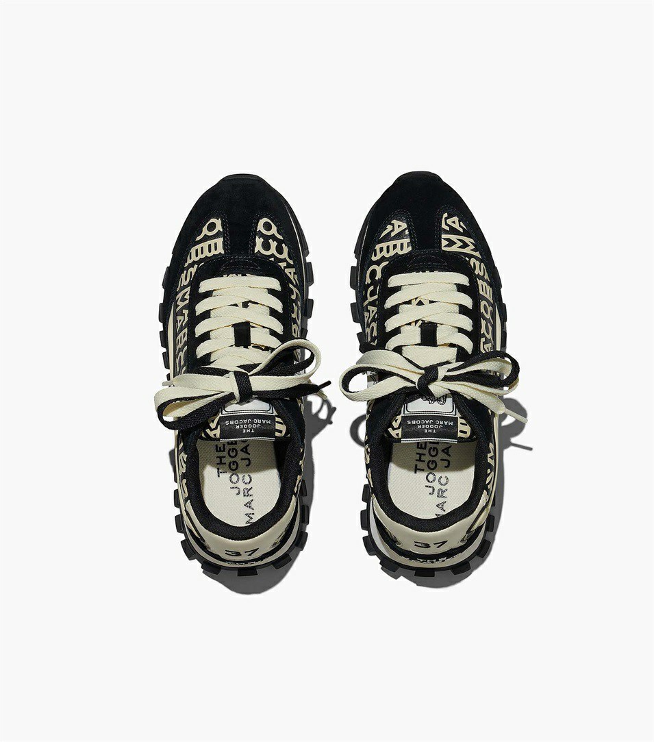 Black / White Marc Jacobs The Monogram Leather Women's Sneakers | 4751VBESH