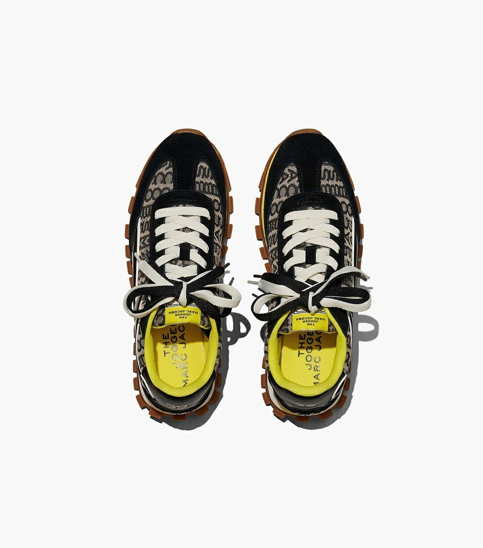 Black / Yellow Marc Jacobs The Monogram Women's Sneakers | 8027ATPWU