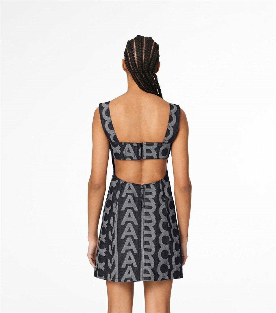 Blue Marc Jacobs The Monogram Denim Cutout Women's Dress | 4659DREPV