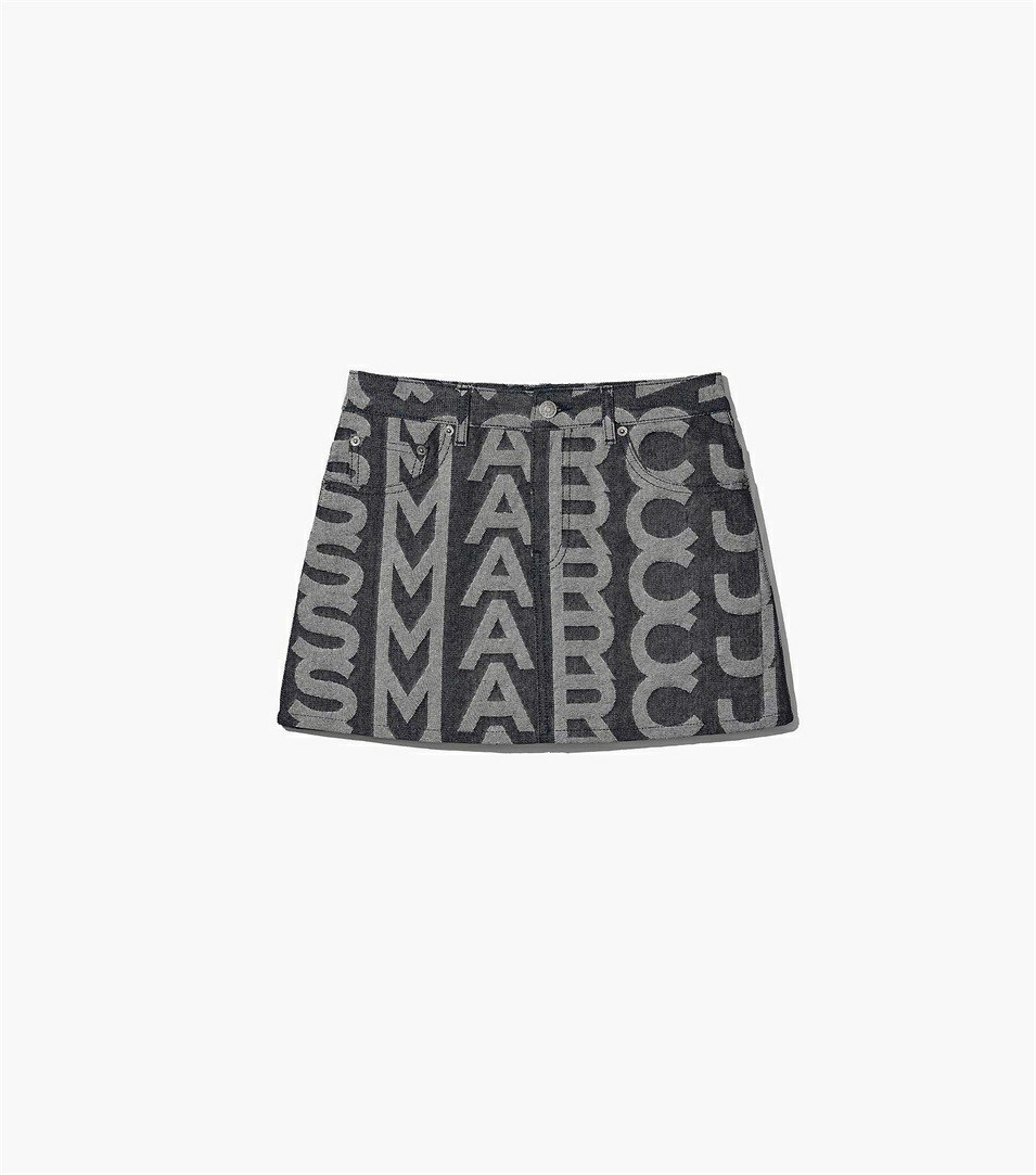 Blue Marc Jacobs The Monogram Denim Mini Women\'s Skirts | 3061BVOEP