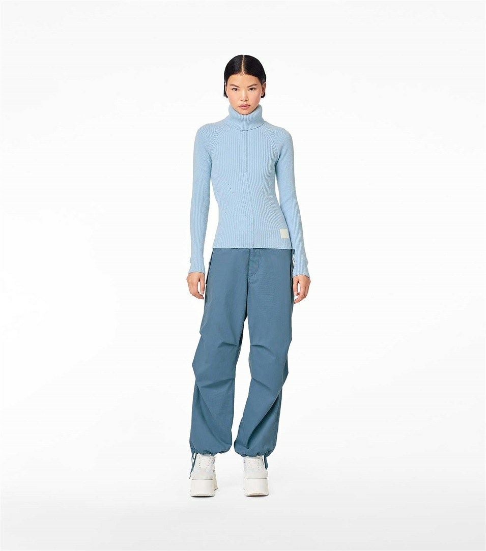 Blue Marc Jacobs The Ribbed Turtleneck Women's Sweaters | 2798MSUHD