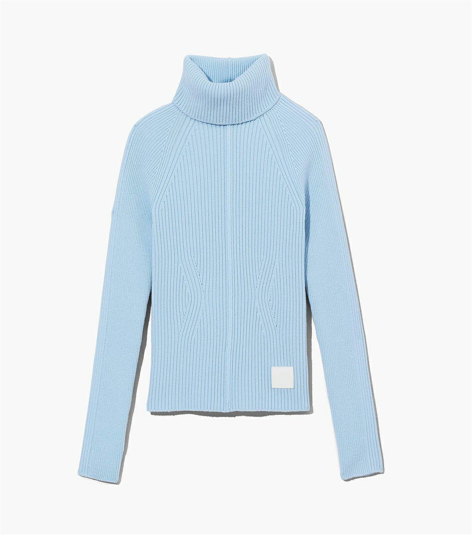 Blue Marc Jacobs The Ribbed Turtleneck Women\'s Sweaters | 2798MSUHD