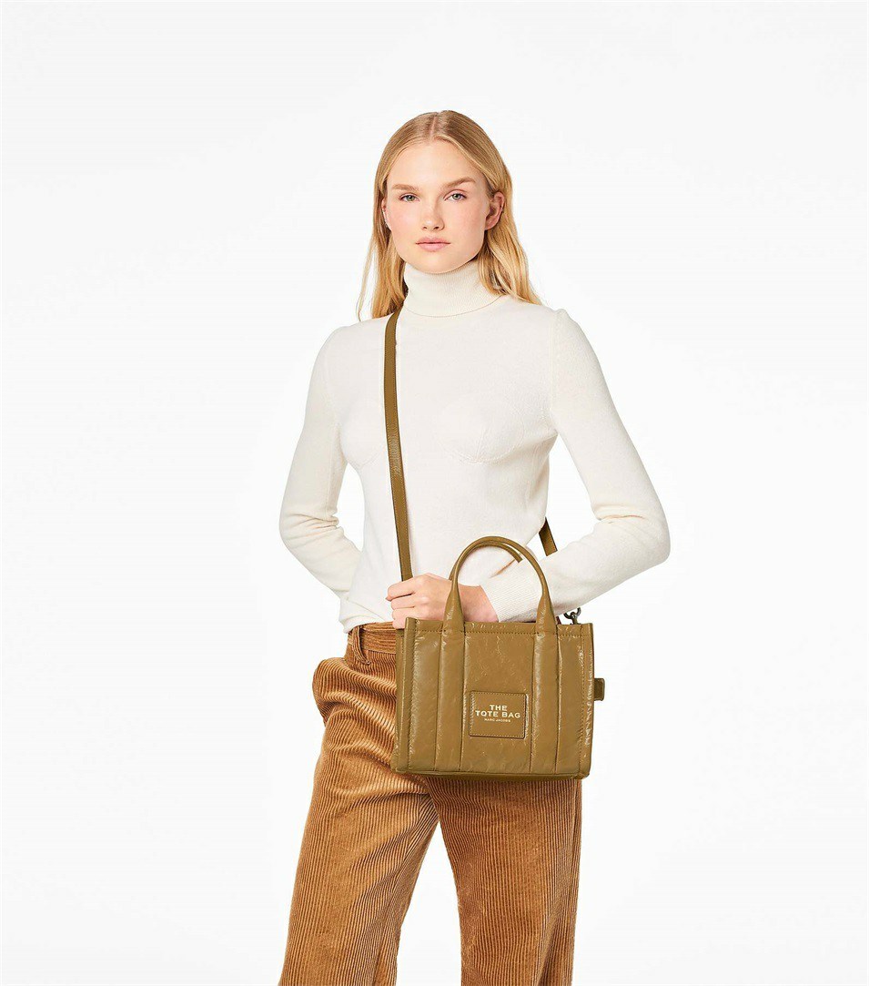 Light Brown Marc Jacobs The Shiny Crinkle Mini Women's Tote Bags | 3895WANJP