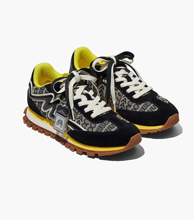 Black / Yellow Marc Jacobs The Monogram Women's Sneakers | 8027ATPWU
