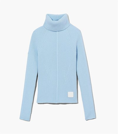 Blue Marc Jacobs The Ribbed Turtleneck Women's Sweaters | 2798MSUHD